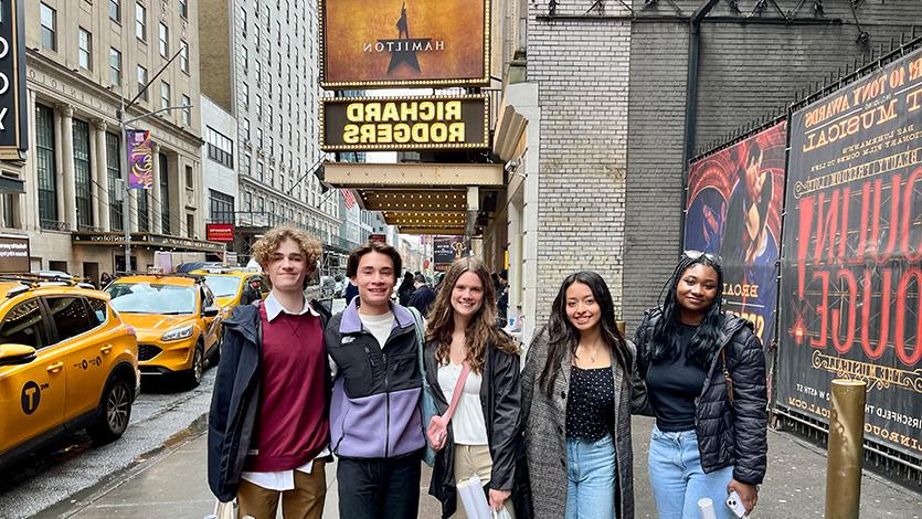 Image of Long Reach Scholars on trip to see the Broadway hit “Hamilton” in 2023.